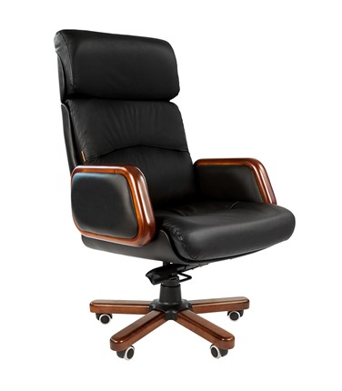 Кресло офисное CHAIRMAN 417 кожа черная во Владикавказе - изображение