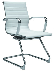 Кресло офисное ДамОфис B110 на полозьях, экокожа / хром, белый во Владикавказе