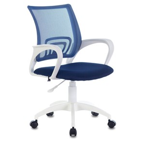Кресло Brabix Fly MG-396W (с подлокотниками, пластик белый, сетка, темно-синее) 532399 во Владикавказе