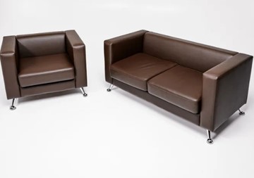Комплект мебели Альбиони коричневый кожзам  диван 2Д + кресло во Владикавказе