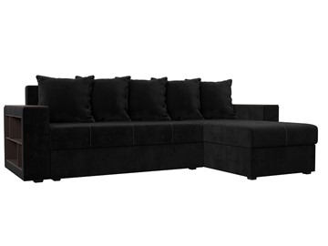 Угловой раскладной диван Дубай Лайт, Черный (велюр) во Владикавказе
