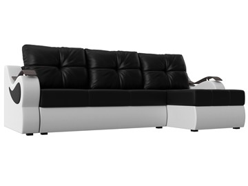 Угловой диван Меркурий, Черный/белый (экокожа) во Владикавказе
