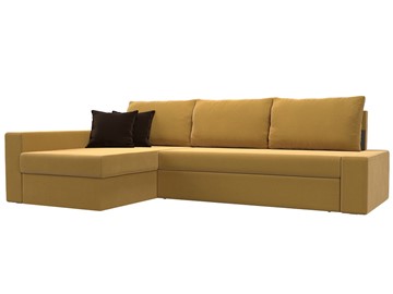 Угловой раскладной диван Версаль, Желтый/Коричневый (микровельвет) во Владикавказе