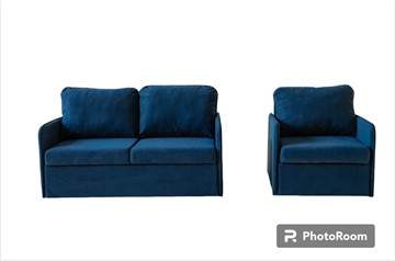 Мебельный комплект Амира синий диван + кресло во Владикавказе