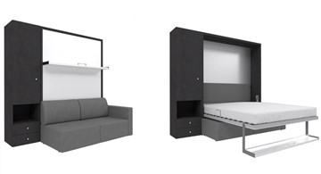 Подъемная кровать Кровать-трансформер Smart (ШЛ+КД 1400), шкаф левый, правый подлокотник во Владикавказе