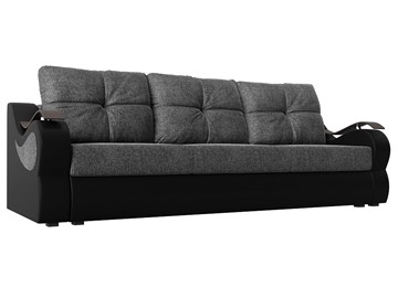 Прямой диван Меркурий еврокнижка, Серый/черный (рогожка/экокожа) во Владикавказе