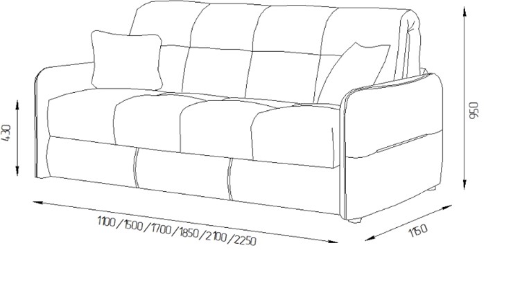 Прямой диван Токио 2 165 (НПБ) во Владикавказе - изображение 4