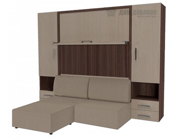 Кровать подъемная Кровать-трансформер Smart (ШЛ+КД 1600+ШП+Пуф), 2 шкафа, без подлокотников во Владикавказе