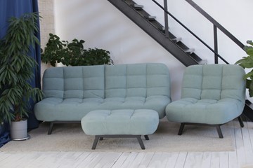 Комплект мебели Абри цвет мята кресло + диван + пуф опора металл во Владикавказе