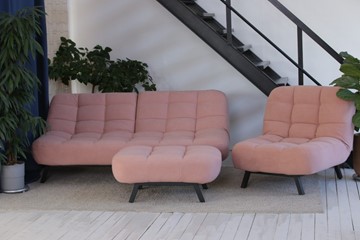 Комплект мебели Абри розовый кресло + диван + пуф опора металл во Владикавказе