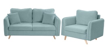 Комплект мебели Бертон голубой диван+ кресло во Владикавказе