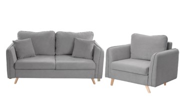 Комплект мебели Бертон серый диван+ кресло во Владикавказе