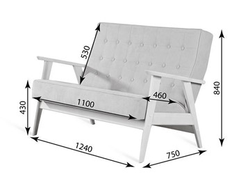 Прямой диван Ретро, двухместный (беленый дуб / RS 29 - бирюзовый) во Владикавказе - предосмотр 3
