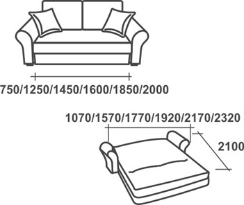 Прямой диван Аккордеон-1, 195 (прямые подлокотники), НПБ во Владикавказе - предосмотр 2