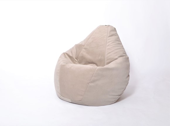 Кресло-мешок Груша среднее, велюр однотон, бежевое во Владикавказе - изображение