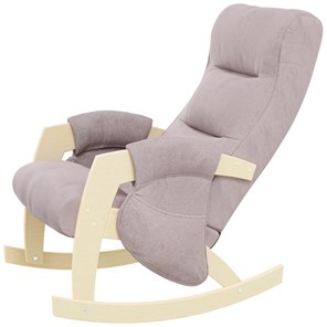 Кресло-качалка ЭЛИТ с карманами Джанни (каркас дуб, сиденье серо-розовое) во Владикавказе