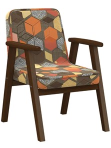 Мягкое кресло Ретро ткань геометрия коричневый, каркас орех во Владикавказе