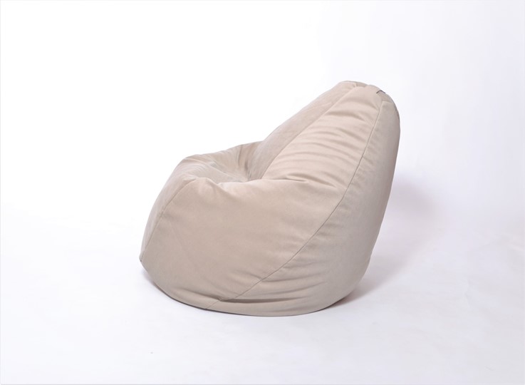 Кресло-мешок Груша среднее, велюр однотон, бежевое во Владикавказе - изображение 2