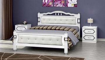 Полутороспальная кровать Карина-11 (Белый Жемчуг, светлая обивка) 140х200 во Владикавказе