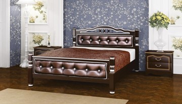 Полутороспальная кровать Карина-11 (Орех Темный, обивка бриллиант) 140х200 во Владикавказе