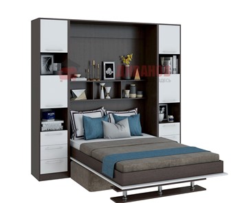 Кровать-шкаф с диваном Бела 1, с полкой ножкой, 1600х2000, венге/белый во Владикавказе