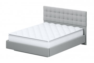 Кровать 2-спальная №2 (универсальная 1,6х2,0) серия №2, белый/серый ткань/квадро серый ткань во Владикавказе