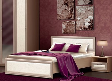 Кровать двуспальная Камелия, 1600, шимо светлый/белый кожзам во Владикавказе