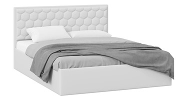 Кровать в спальню с подъемным механизмом Порто (Экокожа белая Polo) с заглушиной во Владикавказе