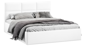 Кровать двуспальная с подъемным механизмом с заглушиной Стелла тип 1 (Экокожа белая Polo) во Владикавказе