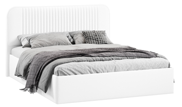 Кровать двуспальная с подъемным механизмом с заглушиной Тиффани тип 1 (Экокожа белая Polo) во Владикавказе