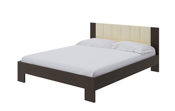 Спальная кровать Soft 1, 180х200, ЛДСП Венге+экокожа (Дуб Венге/Athens Светло-бежевый) во Владикавказе