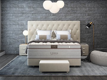 Кровать двуспальная Luxe/Podium M 160х200, Флок (Велсофт Бежевый) во Владикавказе