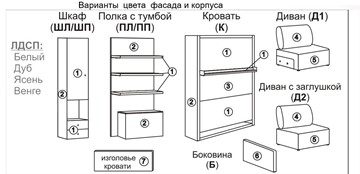 Кровать-трансформер Smart (ШЛ+К 1400), шкаф левый во Владикавказе - предосмотр 2