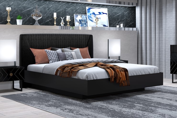 Кровать с механизмом 2х-спальная Марсель-11 (Черный, ткань Fenix black) 1800 во Владикавказе - изображение 2
