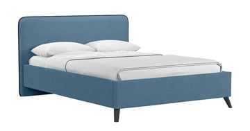 Кровать с механизмом 1.5-спальная Миа, 140 Bravo blue (светло-синий) / кант Лайт 10 Велюр (коричневый) + кроватное дно во Владикавказе