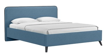 Кровать с механизмом Миа, 160 Bravo blue (светло-синий) / кант Лайт 10 Велюр (коричневый) + кроватное дно во Владикавказе
