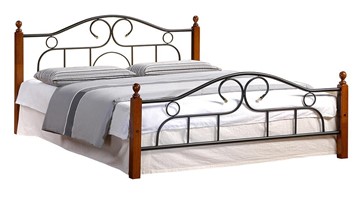 Кровать с основанием AT-808 дерево гевея/металл, 160*200 см (Queen bed), красный дуб/черный во Владикавказе