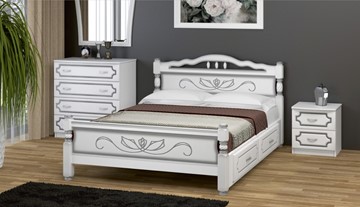 Кровать с выкатными ящиками Карина-5 (Белый Жемчуг) 160х200 во Владикавказе