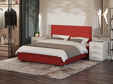 Кровать двуспальная Neo 160х200, Велюр (Forest 13 Красный) во Владикавказе