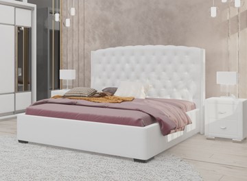 Кровать 2-х спальная Dario Slim 160x200, Экокожа (Белый) во Владикавказе
