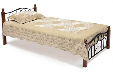 Спальная кровать AT-808 дерево гевея/металл, 90*200 см (Single bed), красный дуб/черный во Владикавказе