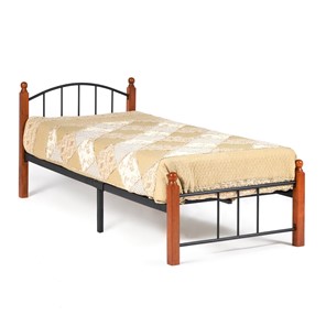 Односпальная кровать AT-915 дерево гевея/металл, 90*200 см (Single bed), красный дуб/черный во Владикавказе