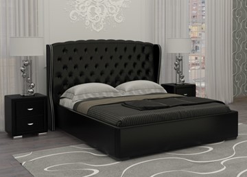 Кровать 2-спальная Dario Grace 140x200, Экокожа (Черный) во Владикавказе