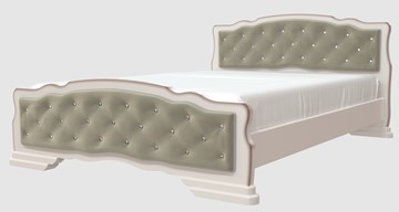 Кровать полуторная Карина-10 (Дуб Молочный, светлая обивка) 140х200 во Владикавказе