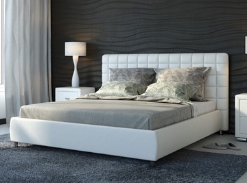 Кровать двуспальная Corso-3 140x200, Экокожа (Белый) во Владикавказе