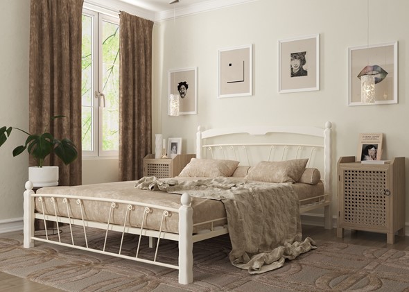 Кровать 1.5-спальная Муза 1, 1400, белый во Владикавказе - изображение