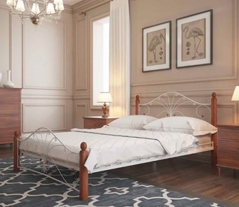 Двуспальная кровать Фортуна 1, 1600, белый/махагон во Владикавказе - предосмотр