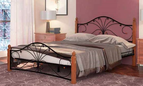 Спальная кровать Фортуна 1, 1200, черный/махагон во Владикавказе - изображение