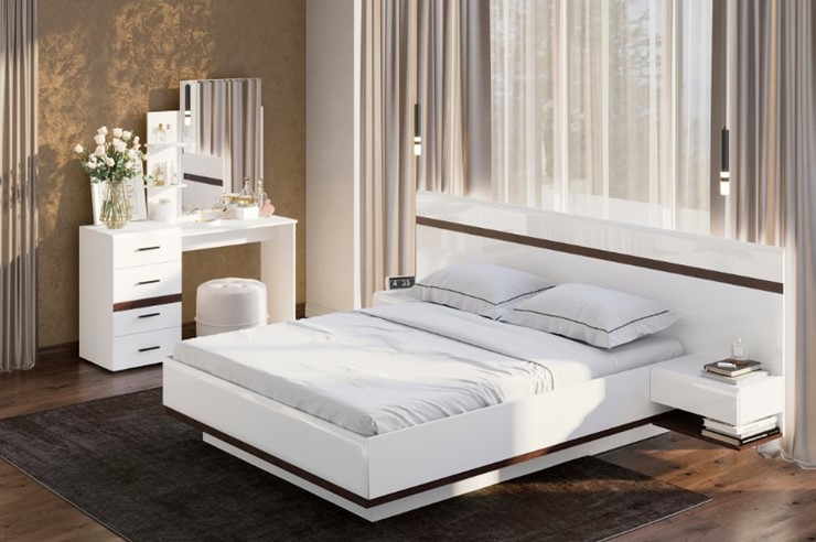 Гарнитур в спальню Соло, белый/белый глянец/венге во Владикавказе - изображение