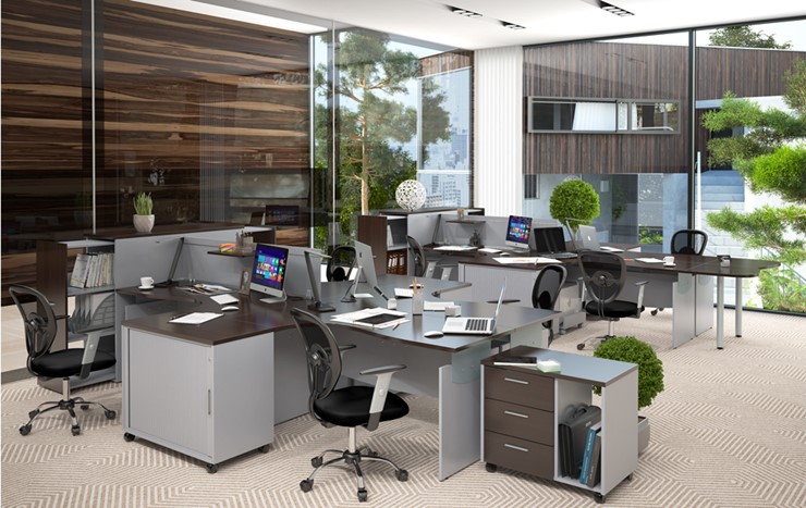Офисная мебель OFFIX-NEW для двух сотрудников и руководителя во Владикавказе - изображение 1
